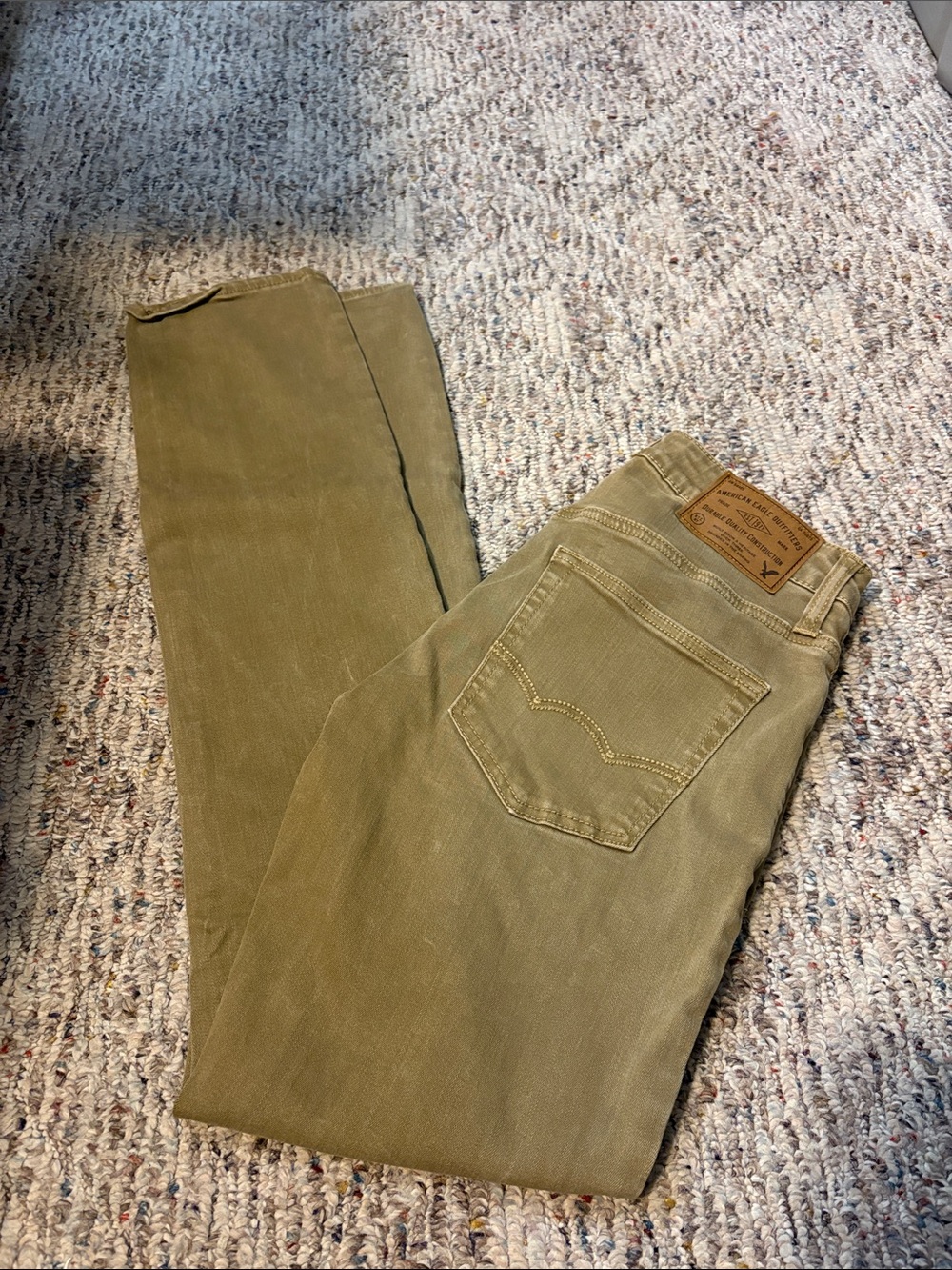 Men's Olive/tan Jeans - Classic slim Straight Fit